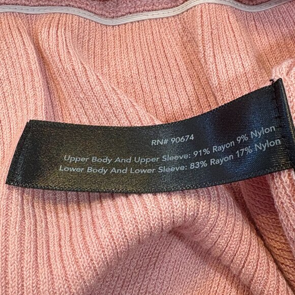 Boston Proper Womens Pink Ribbed/Ruffled Long Sleeve Zip Front Cardigan Size L - Picture 4 of 7